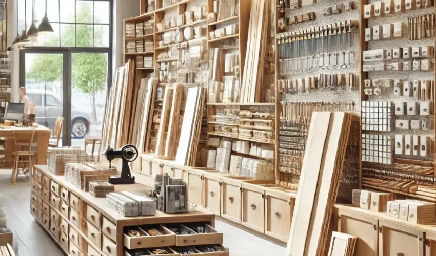 Dubai carpentry workshop showcasing five common types of wooden materials